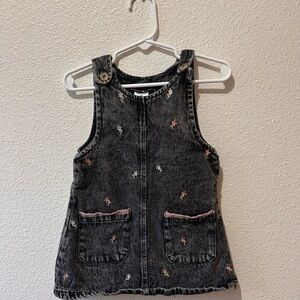 Embroidered Denim Dress with Pockets